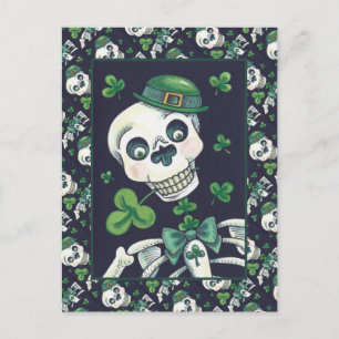 POSTAL FESTIVA DÍA DE LA LEPRECHAUN MUERTA, ST. PADDY'S DAY SKULL