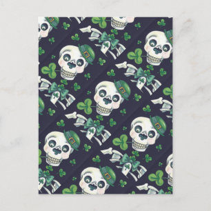 POSTAL FESTIVA DÍA DE LA LEPRECHAUN MUERTA, ST. PADDY'S DAY SKULL