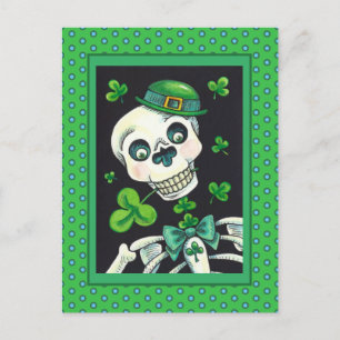 POSTAL FESTIVA DÍA DE LA LEPRECHAUN MUERTA, ST. PADDY'S DAY SKULL