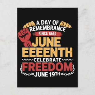 Postal Festiva Día de la Libertad Juneteenth 1865 Historia Negra