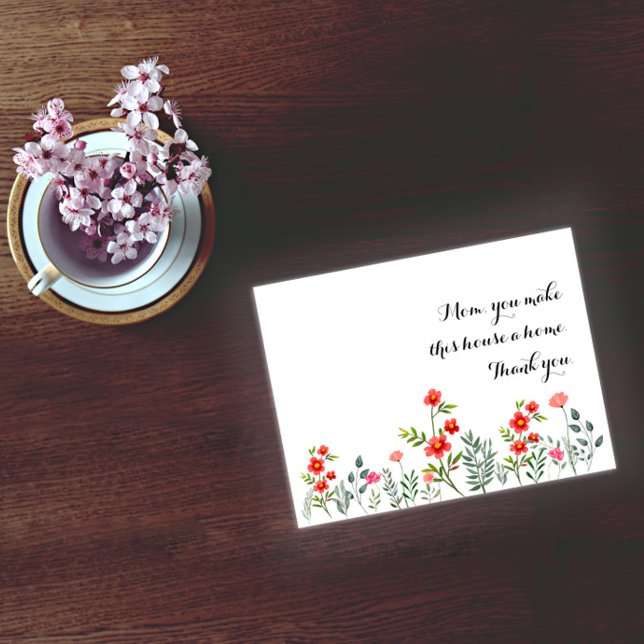 Postal Festiva Día de la madre de las acuarelas rojas (Subido por el creador)