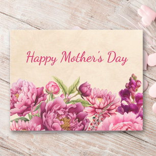 Postal Festiva Día de la Madre Floral para Mamá Peonía Rosa