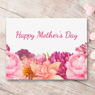 Postal Festiva Día de la Madre Flores Modernas Rosa para Mamá