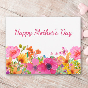 Postal Festiva Día de la Madre Jardín Floral Rosa para Mamá