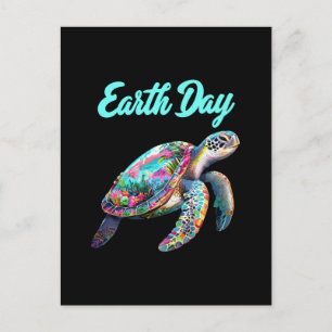 Postal Festiva Día de la Tierra de la Tortuga Marítima Salvemos l
