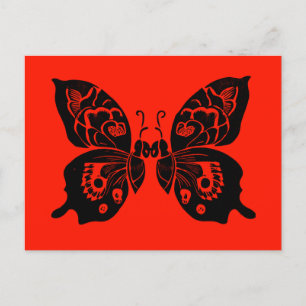 Postal Festiva Día de las mariposas muertas Woodcut 4