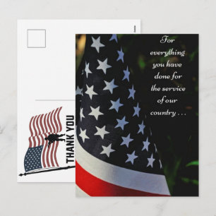 Postal Festiva Día de los Caídos Bandera Americana Gracias Vetera