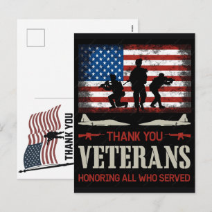 Postal Festiva Día de los Caídos Bandera Americana Gracias Vetera