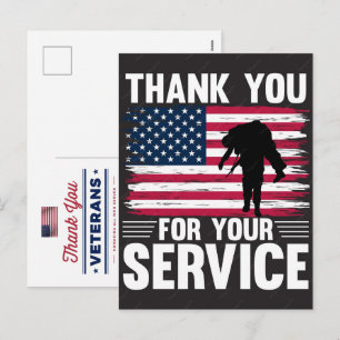 Postal Festiva Día de los Caídos Bandera Americana Gracias Vetera