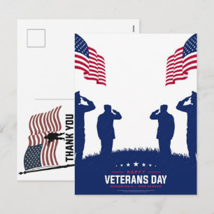 Postal Festiva Día de los Caídos Bandera Americana Gracias Vetera