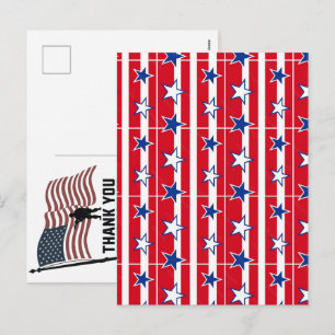 Postal Festiva Día de los Caídos Bandera Americana Gracias Vetera