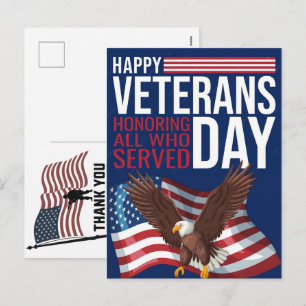 Postal Festiva Día de los Caídos Bandera Americana Gracias Vetera