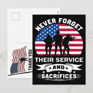 Postal Festiva Día de los Caídos Bandera Americana Gracias Vetera