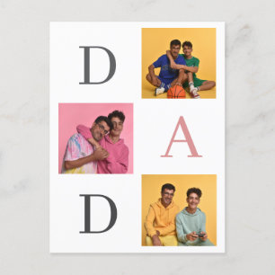 Postal Festiva Día de los Padres Modernos Simple Papá 3 familia d