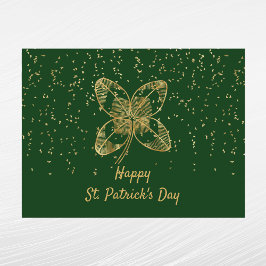 Postal Festiva Día de los Simpatizantes de Shamrock Gold Confetti