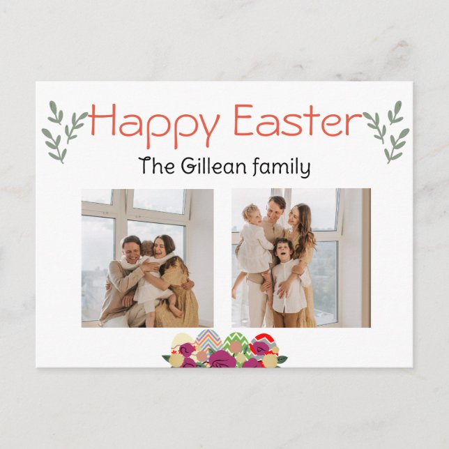 Postal Festiva día de Pascua, feliz Pascua a la familia dos foto (Anverso)