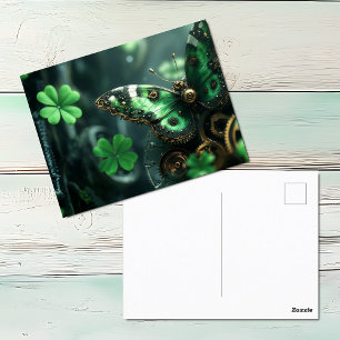 Postal Festiva Día de San Patricio Mariposa Steampunk