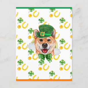 Postal Festiva Día de San Patricio Shamrock Shiba Inu