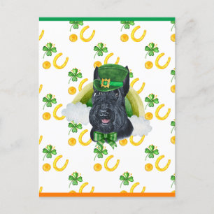 Postal Festiva Día de San Patricio Terrier Escocés Trébol