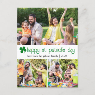 Postal Festiva Día de San Patrick, foto de la familia Green Shamr