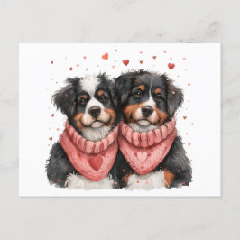 Postal Festiva Día de San Valentín Bernese Mountain Dogs