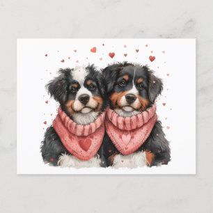 Postal Festiva Día de San Valentín Bernese Mountain Dogs