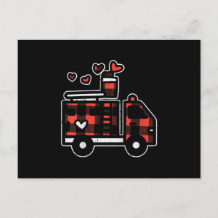 Postal Festiva Día de San Valentín de bomberos de carga roja