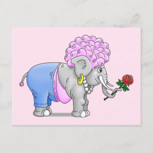 Postal Festiva Día de San Valentín de Elefantes Románticos