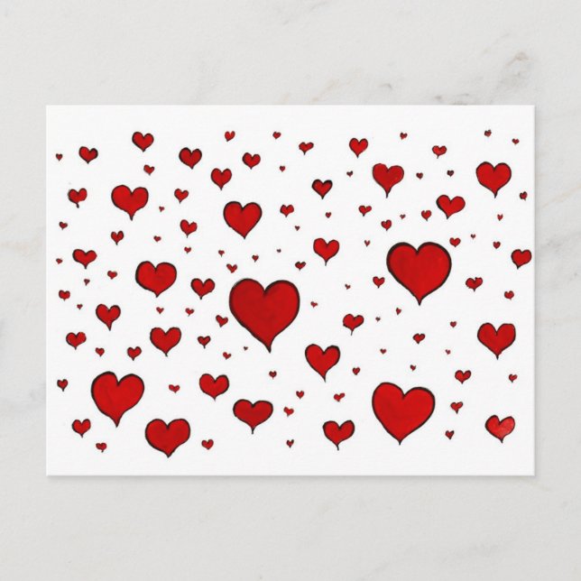Postal Festiva Día de San Valentín de los corazones (Anverso)