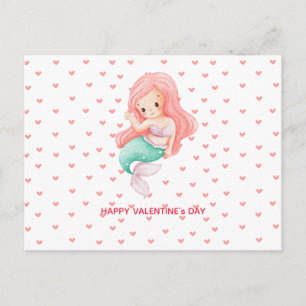 Postal Festiva Día de San Valentín de Sirena Adorable