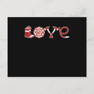 Postal Festiva Día de San Valentín del Bombero Amor   Esposa de B