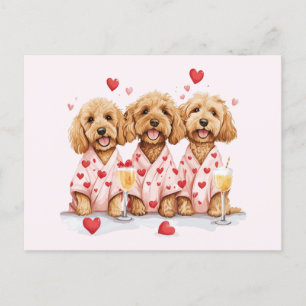 Postal Festiva Día de San Valentín Goldendoodle Dogs