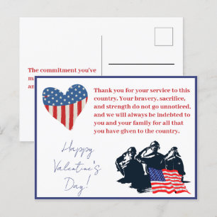 Postal Festiva Día de San Valentín Patriótico Militar Soldado Ejé