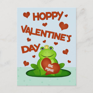 Postal Festiva Día de San Valentín Príncipe Rana Divertido Lindo