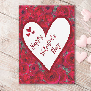 Postal Festiva Día de San Valentín romántico - Rosas rojas Corazó