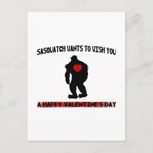 Postal Festiva Día de San Valentín Sasquatch (Anverso)