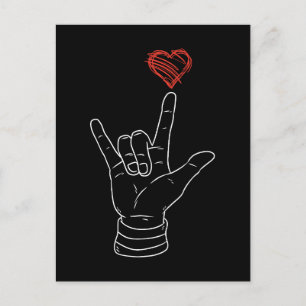 Postal Festiva Día de San Valentín Te Amo Rótulo de mano de coraz