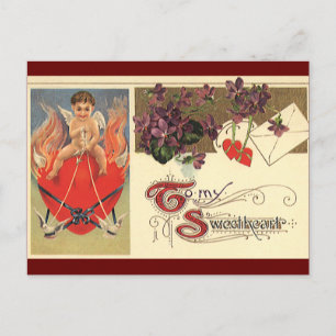Postal Festiva Día de San Valentín Victoriano Antiguo Para Mi Dul