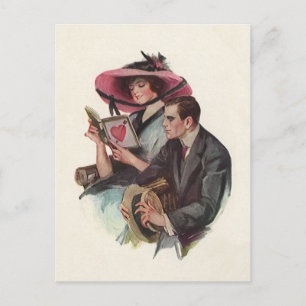 Postal Festiva Día de San Valentín vintage victoriano de amor y r