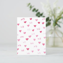 Postal Festiva Día de San Valentín xoxo Love Sweet Watercolor Hea