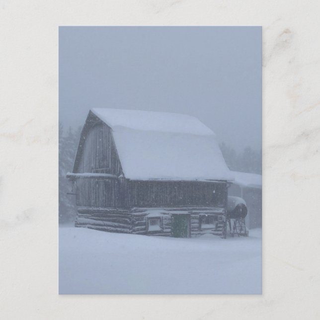 Postal Festiva Día del invierno gris Finn Barn Michigan Península (Anverso)