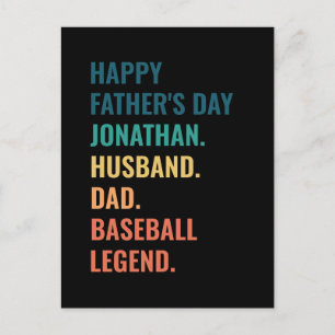Postal Festiva Día del Padre de Marido de Leyenda de Béisbol Pers