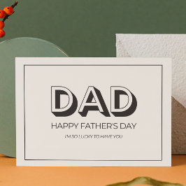 Postal Festiva Día del Padre Neutral Retro Beige Negro