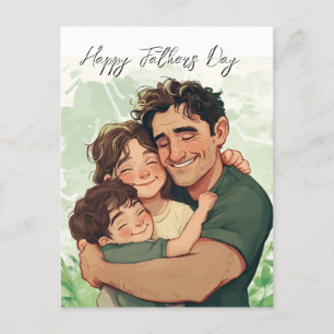 Postal Festiva Día del padre y el hijo con todo el corazón Tarjet