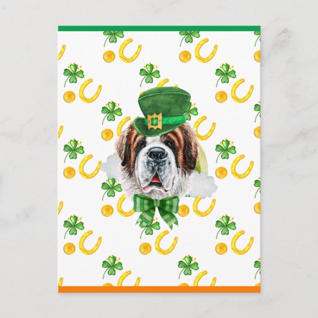 Postal Festiva Día del Santo Bernard Shamrock St Patricks (Anverso)