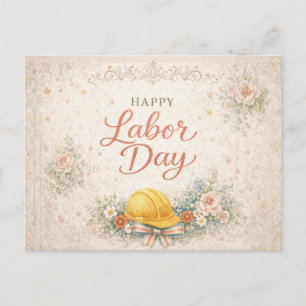 Postal Festiva Día del Trabajo Feliz Rosa Shabby Chic