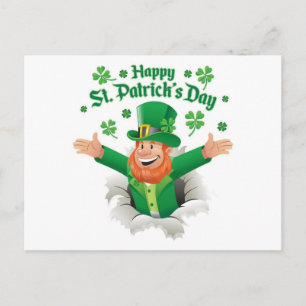 Postal Festiva Día feliz de San Patricio duende 