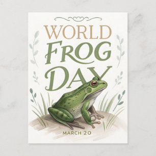 Postal Festiva Día Mundial de la Rana Arte de Acuarela Naturaleza