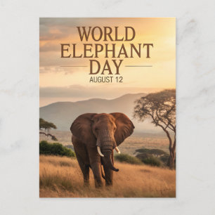 Postal Festiva Día Mundial del Elefante Arte de la Sabana African
