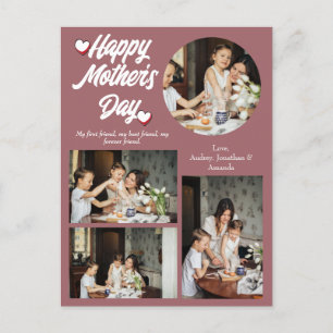 Postal Festiva Día personalizado de la madre, collage de cuatro f